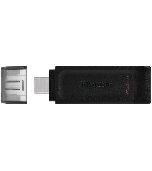 Флешка USB Kingston DataTraveler DT70 (DT70/64Gb), 64Gb, USB Type-C 3.2, R/W 70/45, черный