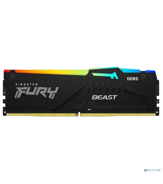 Оперативная память Kingston Fury Beast, DDR5, 16Gb (1x16GB), 6000MHz, CL36, DIMM, с радиатором, RGB, черный