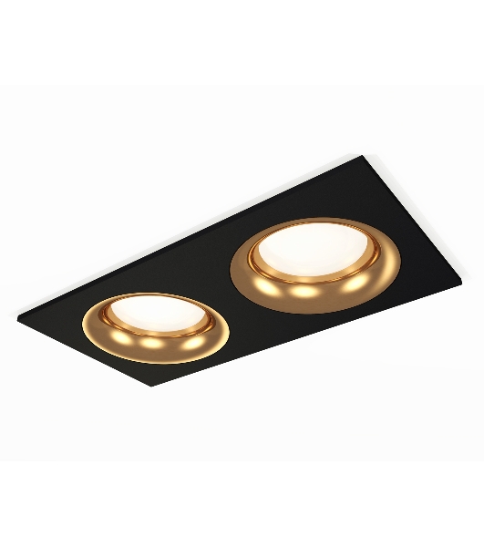 Комплект встраиваемого светильника Ambrella light XC7636005 SBK/PYG черный песок/золото желтое полированное MR16 GU5.3 (C7636, N7014)