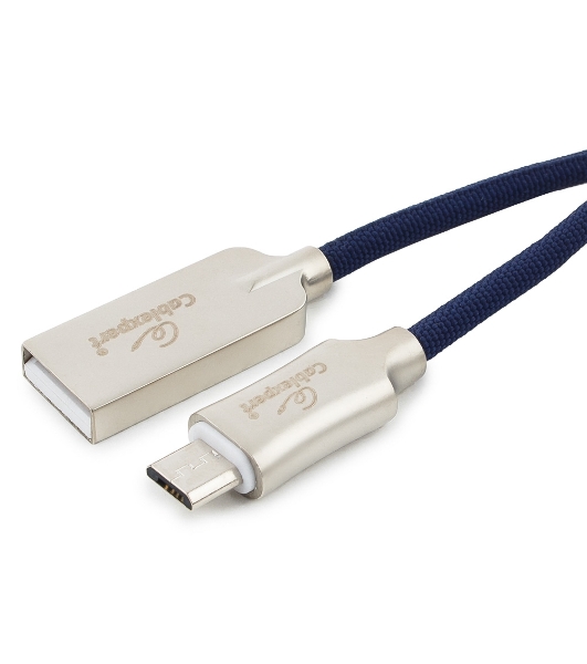 Кабель USB2.0 Cablexpert CC-P-mUSB02Bl-1.8M, AM/microB, серия Platinum, длина 1.8м, синий, блистер