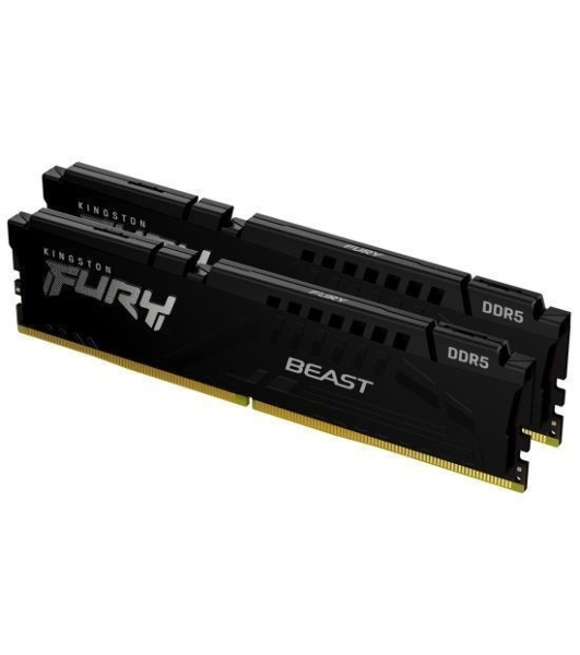 Оперативная память Kingston Fury Beast, DDR5, 32GB (2x16GB), 5200MHz, CL40, DIMM, радиатор, черный