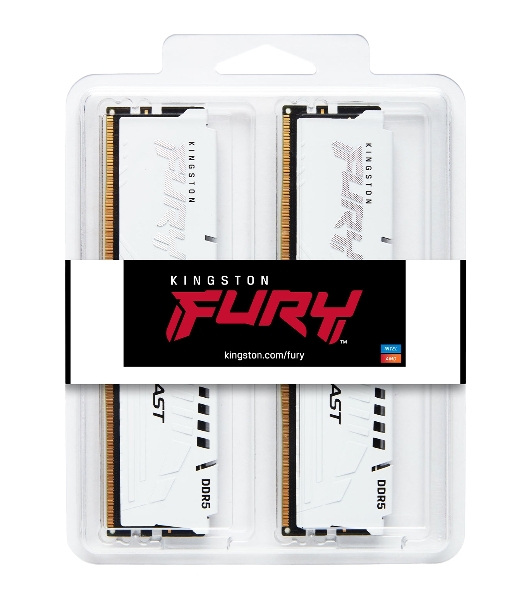 Оперативная память Kingston Fury Beast, DDR5, 32GB (2x16GB), 5200MHz, CL40, DIMM, с радиаторами, белый