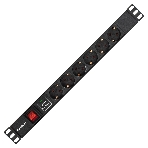 Блок розеток горизонтальный ExeGate ServerPro PDU-19H607 Al-6S-C14-SW-SPD1, 19', 1U, Алюминий, 6 Schuko, С14, выкл. с подсветкой, SPD1, черный, фото6