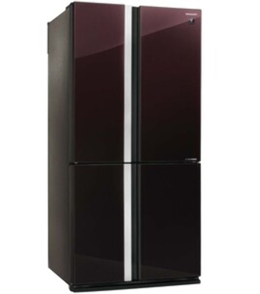 Холодильник Sharp SJ-GX98PRD темно-бордовый стекло трехкамерный Side by Side 394/211л морозилка снизу, No Frost, Side by Side