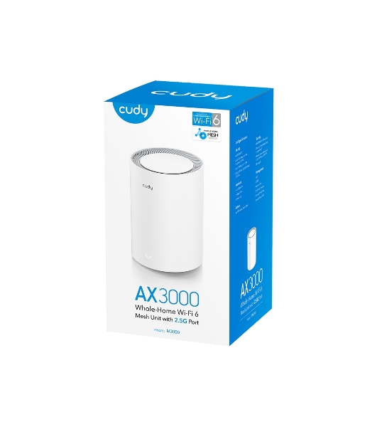 Бесшовный Mesh роутер Cudy M3000(2-PACK) AX3000 10/100/1000/2500BASE-T, белый (упак.:2шт)