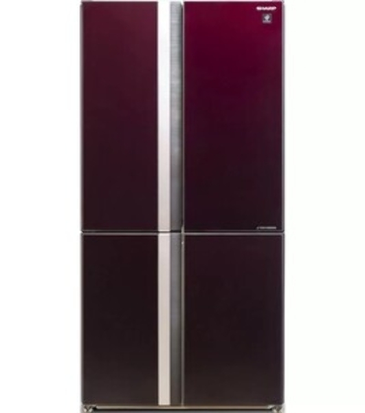 Холодильник Sharp SJ-GX98PRD темно-бордовый стекло трехкамерный Side by Side 394/211л морозилка снизу, No Frost, Side by Side