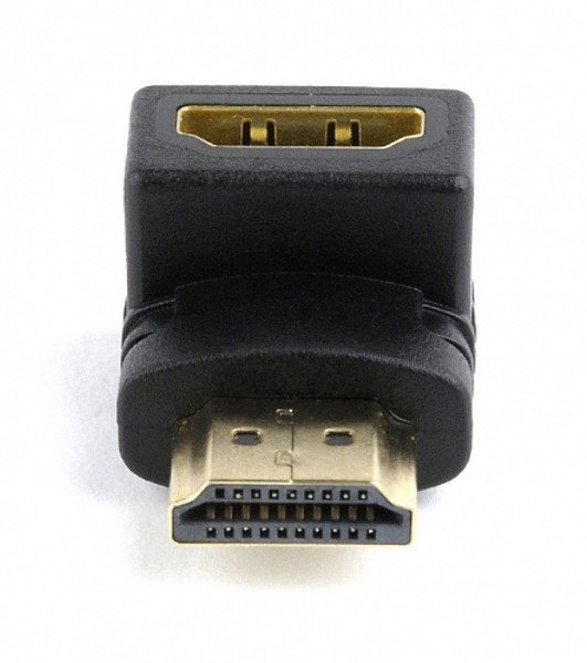 Переходник Cablexpert HDMI-HDMI 19F/19M, угловойсоединитель 90 градусов, золотые разъемы (A-HDMI90-FML)