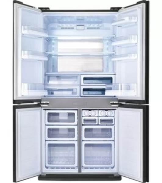 Холодильник Sharp SJ-GX98PRD темно-бордовый стекло трехкамерный Side by Side 394/211л морозилка снизу, No Frost, Side by Side