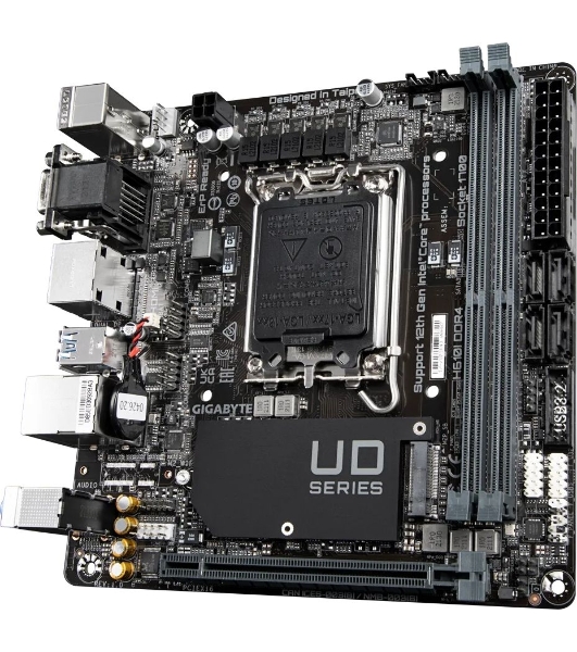 Материнская плата Gigabyte H610I DDR4, LGA 1700, Intel H610, 2xDDR4, 4xSATA, 1xM.2, 1xPCIe 4.0 x16, 1xHDMI, 1xVGA, 2xDP, 1x 1Gb LAN, 2xUSB-A 3.2 Gen 1, 4xUSB-A 2.0, 3x 3.5 мм, 7.1, Mini-ITX
