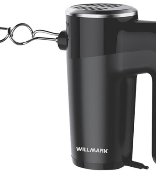 Миксер Willmark WHM-7003 (500Вт, 6 скоростей, насадки для взбивания/для теста, черный)