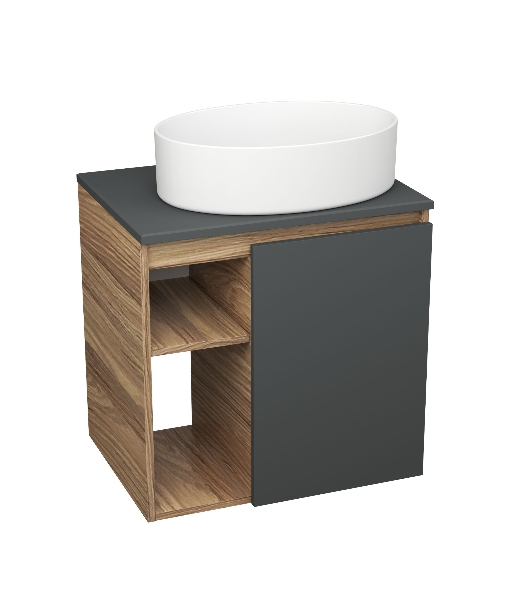 Тумба Bau Dream Blackwood 60 правая, графит, раковина BAU Nimb 50х36