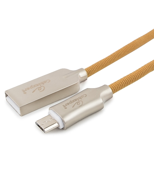 Кабель USB2.0 Cablexpert CC-P-mUSB02Gd-1.8M, AM/microB, серия Platinum, длина 1.8м, золотой, блистер