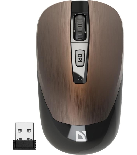 Мышь беспроводная Defender Wave MM-995 бронзовый, 1600 dpi, радиоканал, USB, кнопки - 4