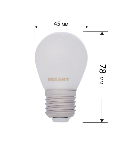 Лампа светодиодная филаментная Rexant Шарик GL45 9.5 Вт 915 Лм 4000K E27 матовая колба