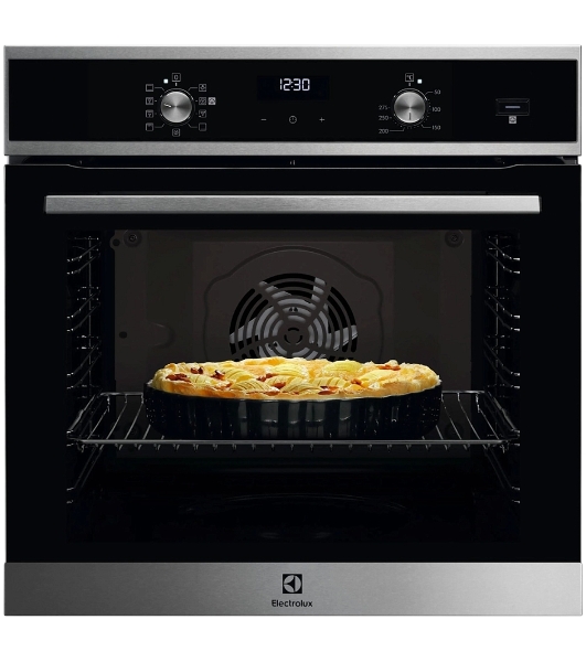 Встраиваемый духовой шкаф Electrolux EOD5F71X с паром, 60 см, каталитическая очистка, 72 л, 8 режимов, нержавеющая сталь,направляющие проволочные + телескопические (1 уровень)