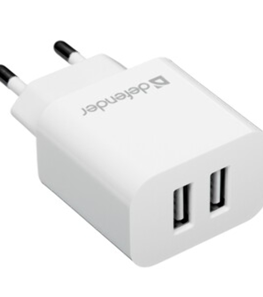 Сетевой адаптер Defender 2xUSB, 2.1А, белый (UPA-22)