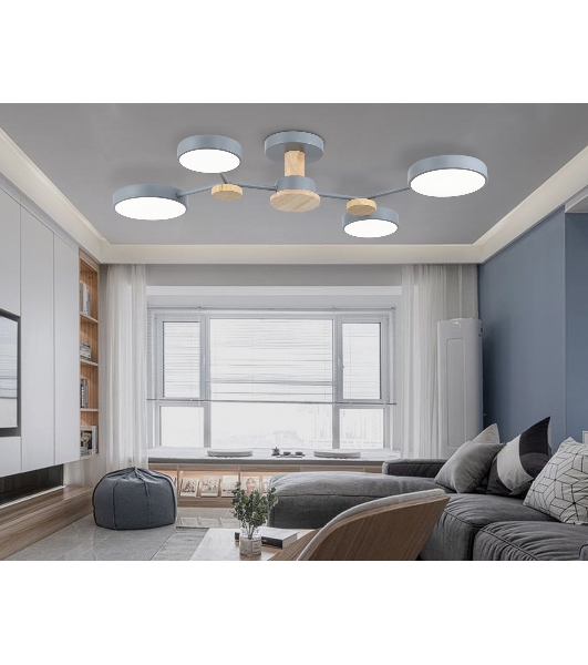 Светильник Ambrella light FL4859/4 GR/WD серый/дерево 60W 3000-6000K 700*400*120 (без ПДУ)