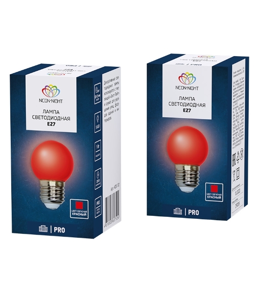 Лампа светодиодная Neon-night d-45 3 LED 1Вт шар E27 25лм 220В красный