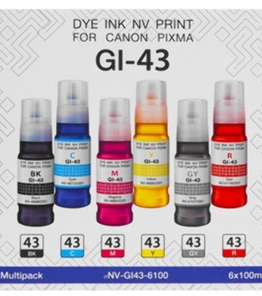 Чернила NVPrint GI-43 для принтеров Canon Pixma G540, G640, набор 6 цветов по 100 мл совместимые