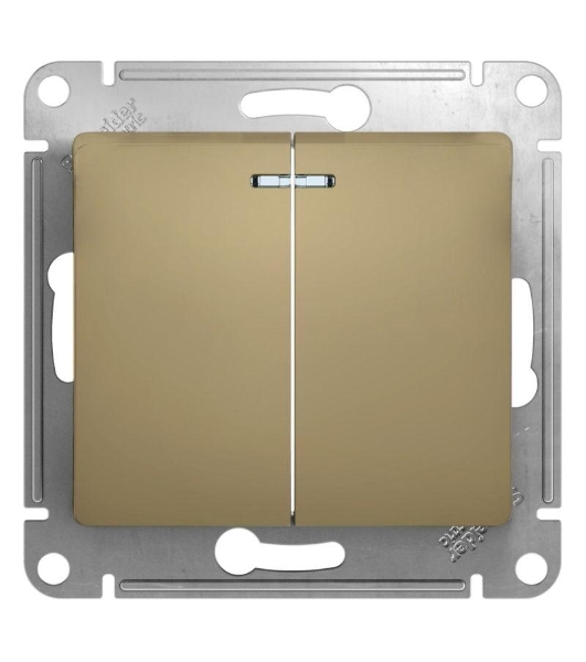 Механизм выключателя 2-кл. СП Glossa 10А IP20 10AX с подсветкой титан SchE GSL000453