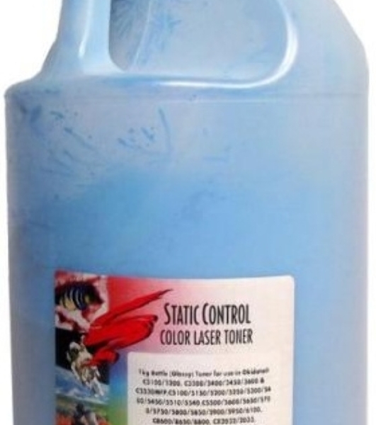 Тонер для принтера Static Control Oki C3300N/5500 OKIUNIV-1KG-C голубой (флакон 1000гр)