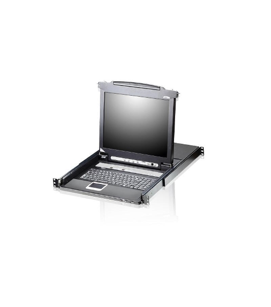 Переключатель KVM ATEN LCD 17' => 8 cpu PS2/USB+VGA, с KVM-шнурами PS2 1х1.8м.;USB 1x1.8м., 1280x1024, 1U 19', исп.спец.шнуры (CL5708M-AT-RG)
