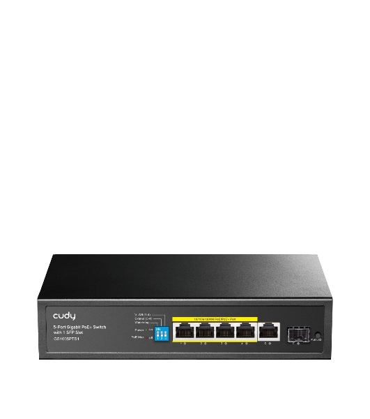 Коммутатор Cudy GS1005PTS1, 5×1 Гбит/с, 1×1 Гбит/с SFP