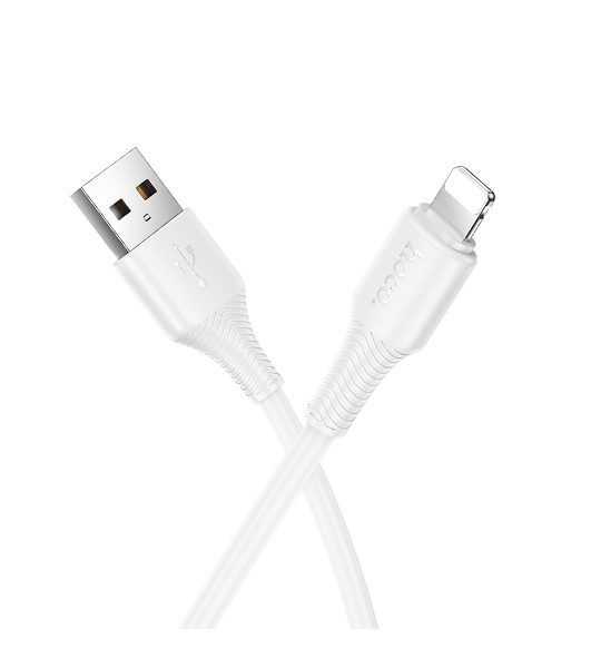 Кабель USB2.0 Hoco AM/Lightning, 2.4А, X120, 1м, белый, коробка