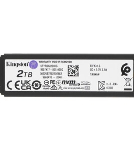 Накопитель SSD Kingston Fury Renegade, 2Tb, M.2(22x80мм), NVMe, PCIe 5.0 x4, 3D TLC, R/W 14700/14000Mb/s, IOPs 2 200 000/2 200 000, TbW 2000, DWPD 0.5 (12 мес)