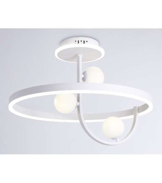 Потолочный светодиодный светильник Ambrella light FL66261/1+3 WH белый 56W 3000K-6400K+G9/3 D500*358 (ПДУ ИК)