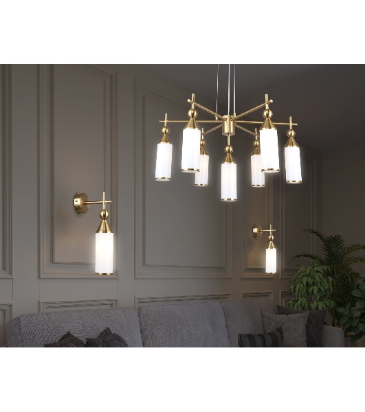 Люстра Ambrella light LH55278/7 BS/FR латунь/белый матовый E14*7 max 40W D640*1390