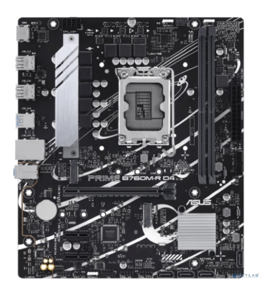 Материнская плата ASUS PRIME B760M-R D4, LGA 1700, Intel B760, 2xDDR4, 4xSATA, 2xM.2, 1xPCIe 4.0 x16, 1xPCIe x1, 1xHDMI, 1x 2.5Gb LAN, 4xUSB-A 2.0, 4xUSB-A 3.2 Gen 1, 3x3.5 мм, 7.1, mATX