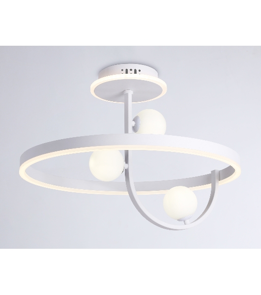 Потолочный светодиодный светильник Ambrella light FL66261/1+3 WH белый 56W 3000K-6400K+G9/3 D500*358 (ПДУ ИК)