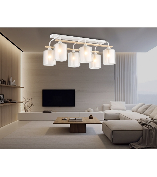 Светильник Ambrella light TR3033247/6 WH/WD белый/дерево E27/6 max 60W 580*340*245