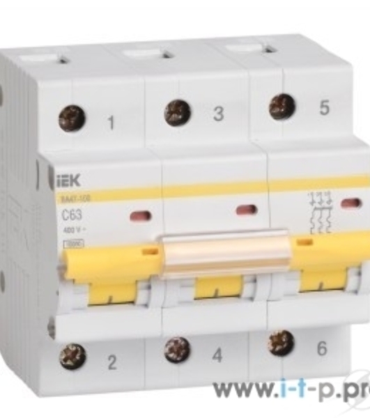 Выключатель автоматический модульный 3п C 40А 10кА ВА47-100 IEK MVA40-3-040-C
