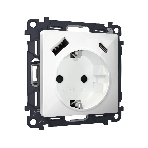Комплект механизма электрической розетки ALFA Белый глянец 2USB A+C 20W (быстрая зарядка) с/з QUANT (AP1100, VM160) MA110010, фото 1