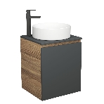 Тумба Bau Dream Blackwood 50 графит, раковина BAU Dream круглая D41, смеситель для раковины высокий Hotel Black, черный, фото4