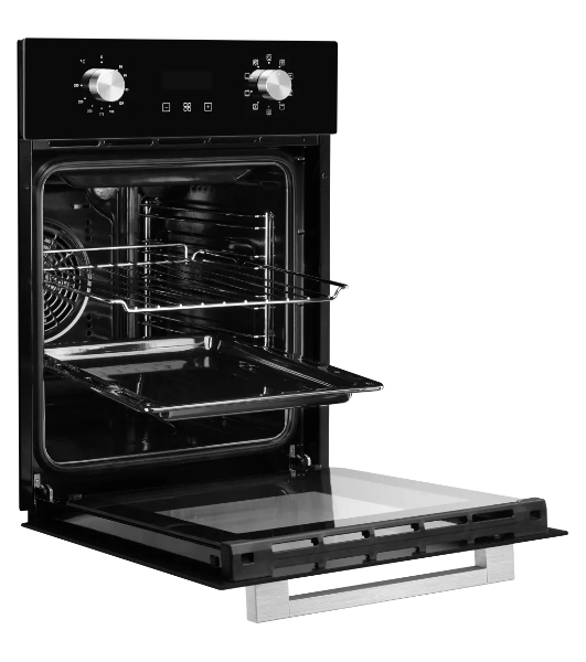Духовой шкаф электрический Monsher MOE 4592 Acier ширина 45 см, High-Tech, 50 л, гидролизная очистка, 9 режимов, черный/нерж. сталь