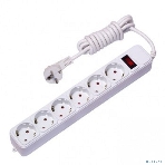 Сетевой фильтр EKF UFP10-375-6-018 6x1,8 м 10А/2,2 кВт с выкл. c/з ПВС 3х0,75 Блокбастер EKF PROxima, фото 1