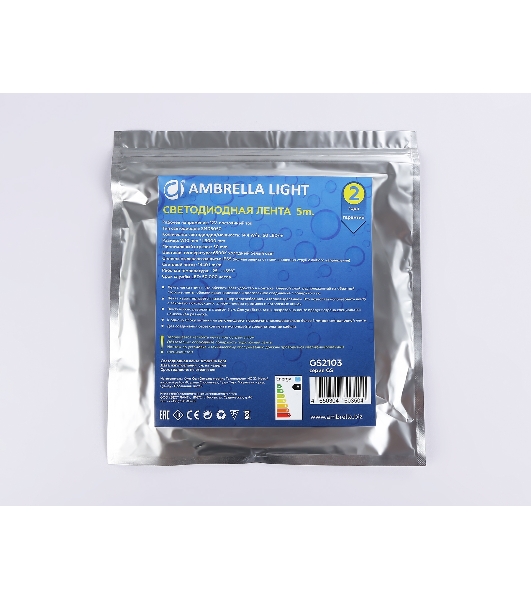 Светодиодная лента Ambrella light GS2103 5050 60Led/ 14.4W m/ 12V IP65 6500K/ 5000*10*2.87mm (2 конт.)