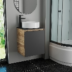 Тумба Bau Dream Blackwood 50 графит, раковина BAU Dream круглая D41, смеситель для раковины высокий Hotel Black, черный, фото 1