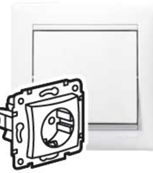 Механизм розетки 1-м СП Valena 2К+З с заземл. нем. станд. белый (DIY-упак.) Legrand 694280