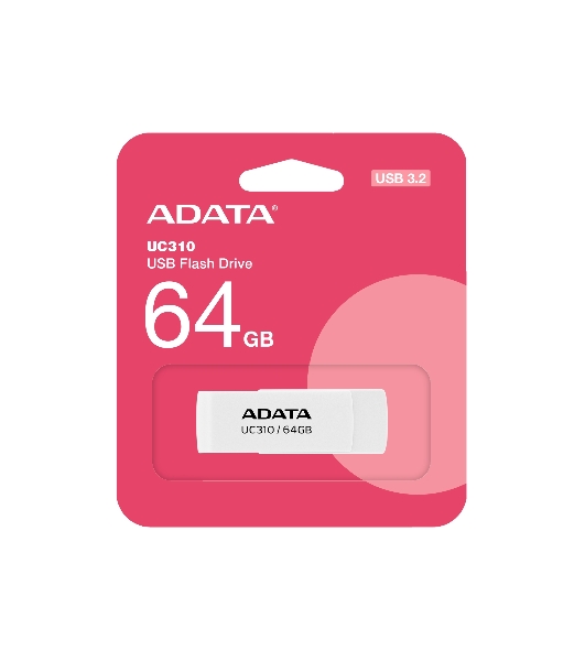 Флешка USB ADATA UC310 (UC310-64G-RWH), 64Gb, USB 3.2 Gen 1, R/W 100/30, белый