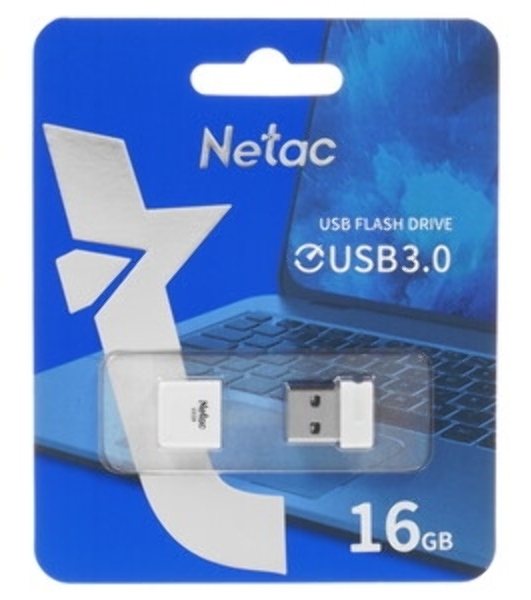 Флешка USB Netac U116 mini (NT03U116N-016G-32WH), 16Gb, USB 3.2, R/W 90/30, белый