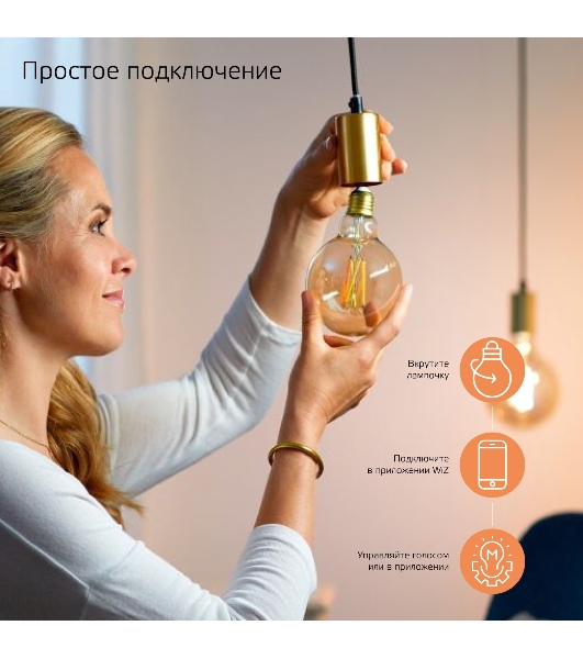 Лампа cветодиодная Gauss Smart Home Filament G95 7W 740lm 2500К E27 диммируемая LED