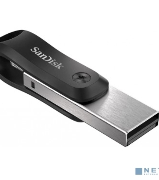 Флешка USB SanDisk IX60N iXpand Go (SDIX60N-064G-GN6NN), 64Gb, USB 3.0/Lightning, R/W 150/70, черный/серебристый