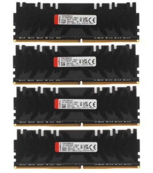 Оперативная память Kingston Fury Renegade, DDR4, 128Gb (4x32Gb), 3600MHz, CL18, DIMM, радиатор, RGB, черный/серебристый