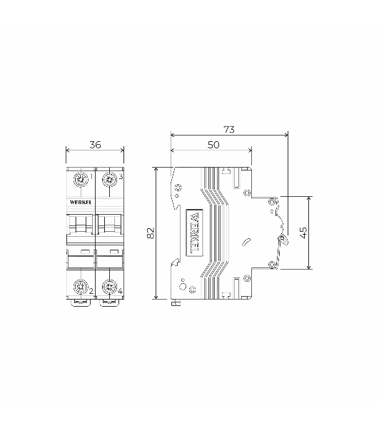 Автоматический выключатель Werkel 2P  32 A  C  4,5 кА W902P324