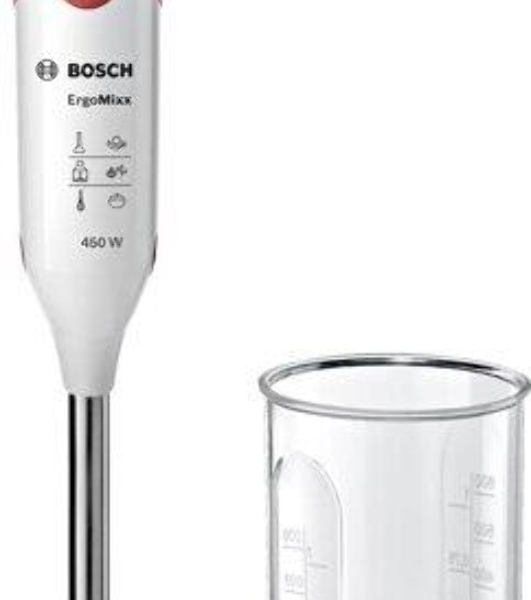 Блендер погружной Bosch MSM64110 белый/красный, 450 Вт, 2 скорости, турбо