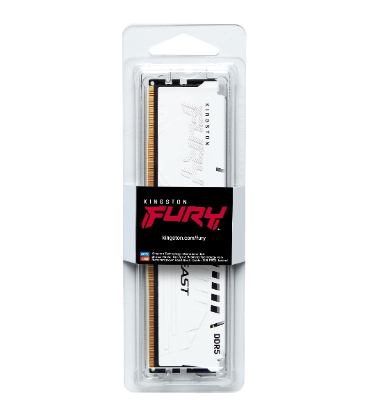 Оперативная память Kingston Fury Beast, DDR5, 32Gb (1x32Gb), 5600MHz, CL36, DIMM, с радиаторами, белый